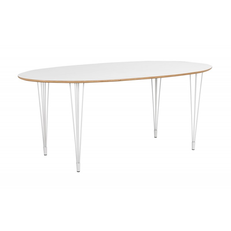 RO Fusio Dining Table Oval White Metal